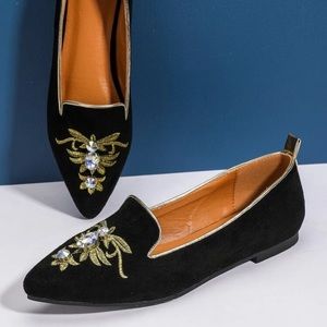 Gemstone Embroidered Flat Mules